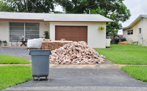 Professional rubbish removal team at work