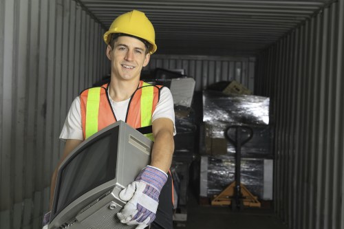 Residents sorting recyclables for disposal